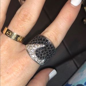 Black and White Rhinestone Ring